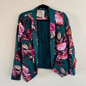 Vintage Floral Kimono Jacket Dark Floral Boho Blazer Statement Top